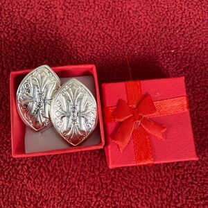 Silver tone pierced earrings